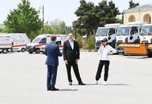Prezident İlham Əliyev və birinci xanım Mehriban Əliyeva Şamaxıya ayrılan nəqliyyat vasitələri və xüsusi texnikalarla tanış olublar (FOTO/VİDEO) (YENİLƏNİB)
