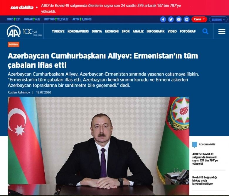 Xarici KİV-lər Ermənistanın hərbi təxribatını geniş işıqlandırır (FOTO)