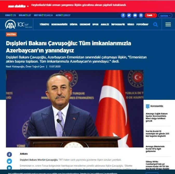 Xarici KİV-lər Ermənistanın hərbi təxribatını geniş işıqlandırır (FOTO)