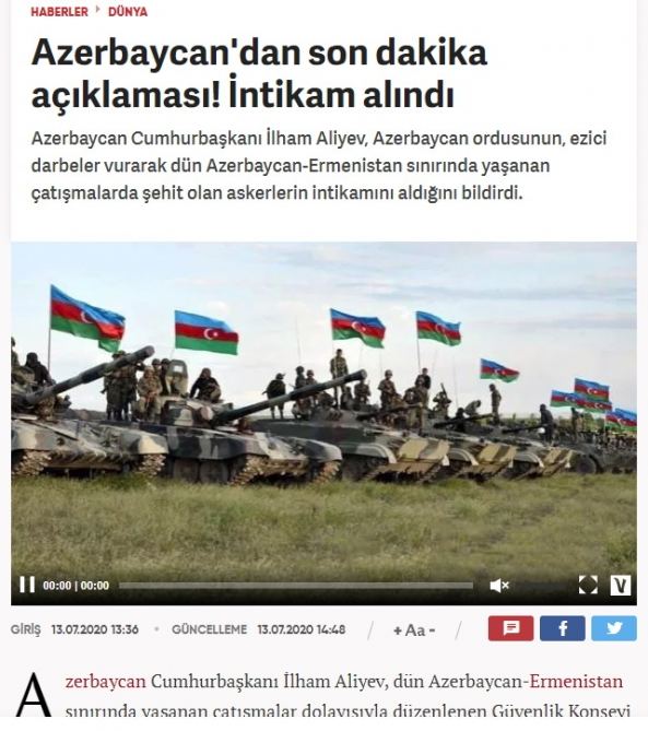 Xarici KİV-lər Ermənistanın hərbi təxribatını geniş işıqlandırır (FOTO)