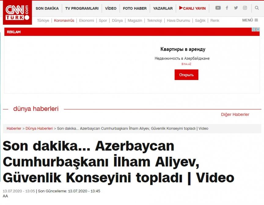Xarici KİV-lər Ermənistanın hərbi təxribatını geniş işıqlandırır (FOTO)