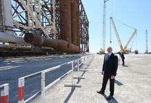 Prezident İlham Əliyev “Qarabağ” yatağının dayaq blokunun dənizə yola salınması mərasimində iştirak edib (FOTO/VİDEO) (YENİLƏNİB 2)