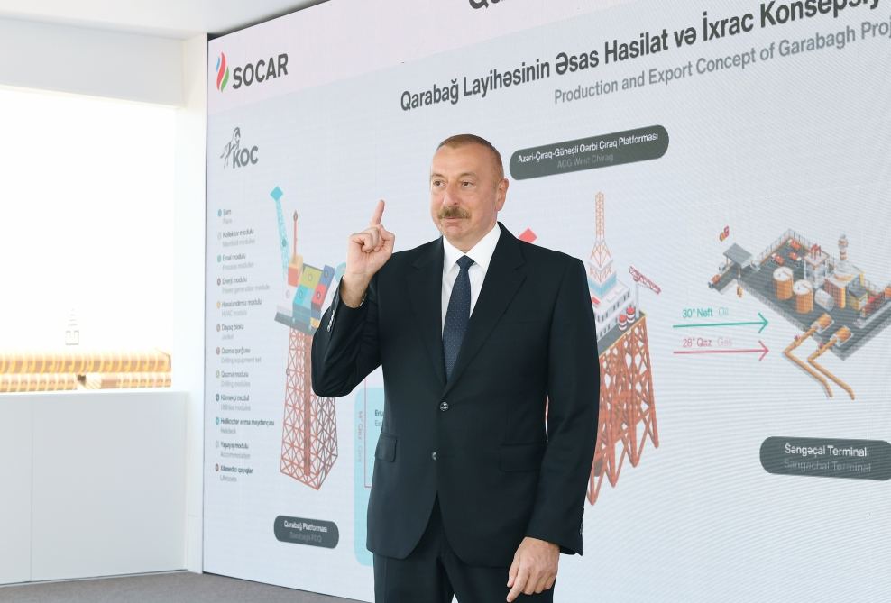 Prezident İlham Əliyev “Qarabağ” yatağının dayaq blokunun dənizə yola salınması mərasimində iştirak edib (FOTO/VİDEO) (YENİLƏNİB 2)