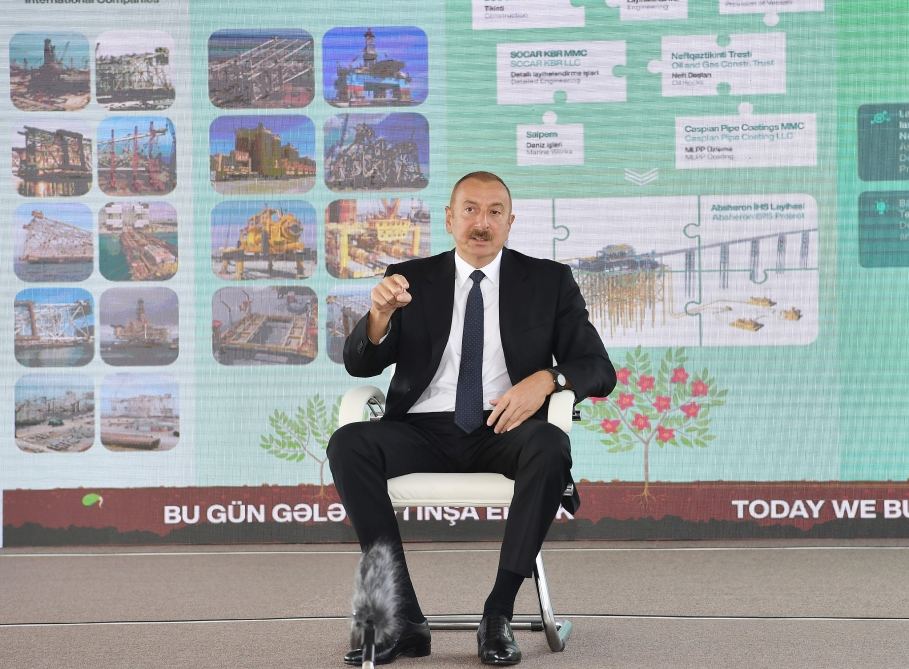 Prezident İlham Əliyev “Abşeron” yatağının dəniz əməliyyatlarının təməlqoyma mərasimində iştirak edib (FOTO/VİDEO) (YENİLƏNİB-2)
