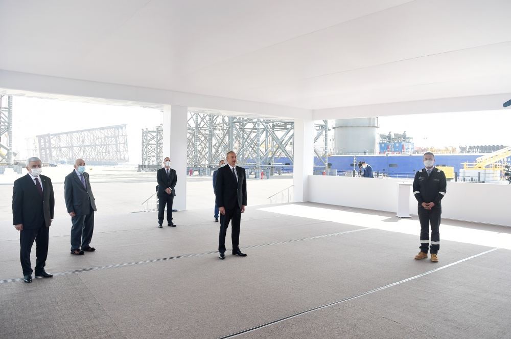 Prezident İlham Əliyev “Abşeron” yatağının dəniz əməliyyatlarının təməlqoyma mərasimində iştirak edib (FOTO/VİDEO) (YENİLƏNİB-2)