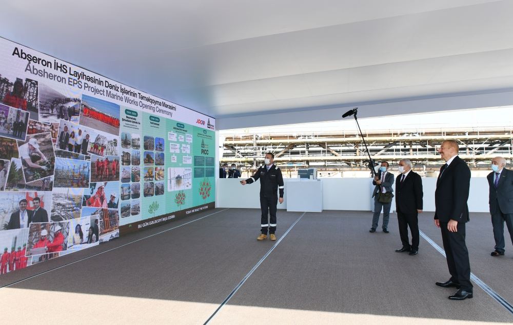 Prezident İlham Əliyev “Abşeron” yatağının dəniz əməliyyatlarının təməlqoyma mərasimində iştirak edib (FOTO/VİDEO) (YENİLƏNİB-2)