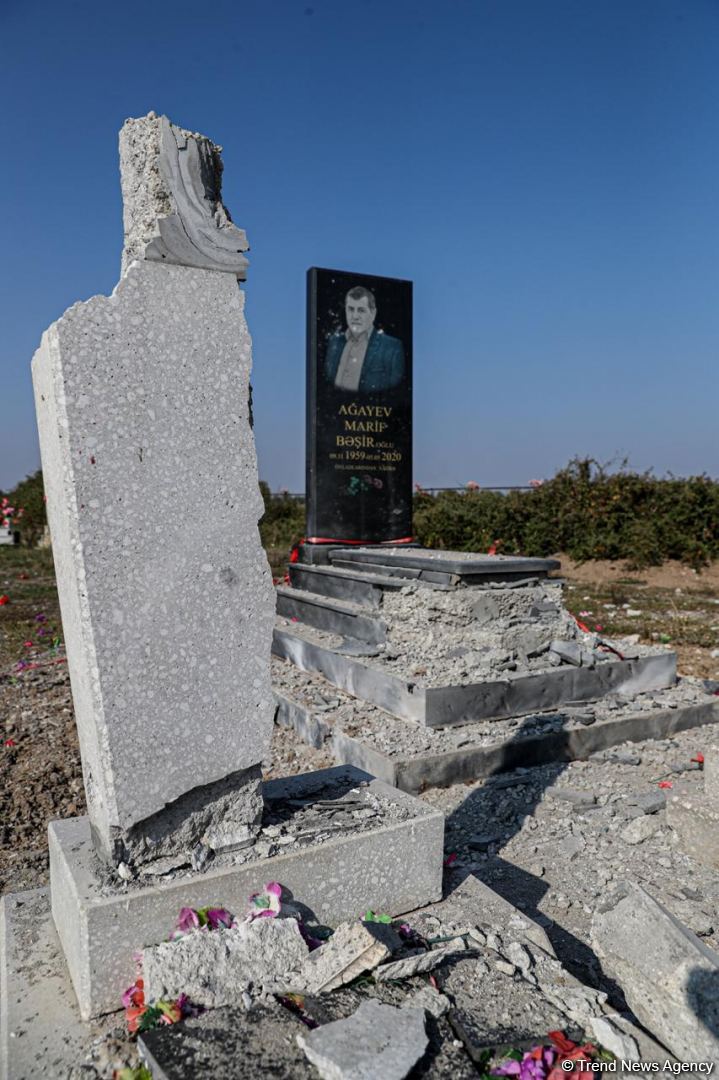 Ermənistan növbəti dəfə qəbiristanlığı atəşə tutdu (FOTO)