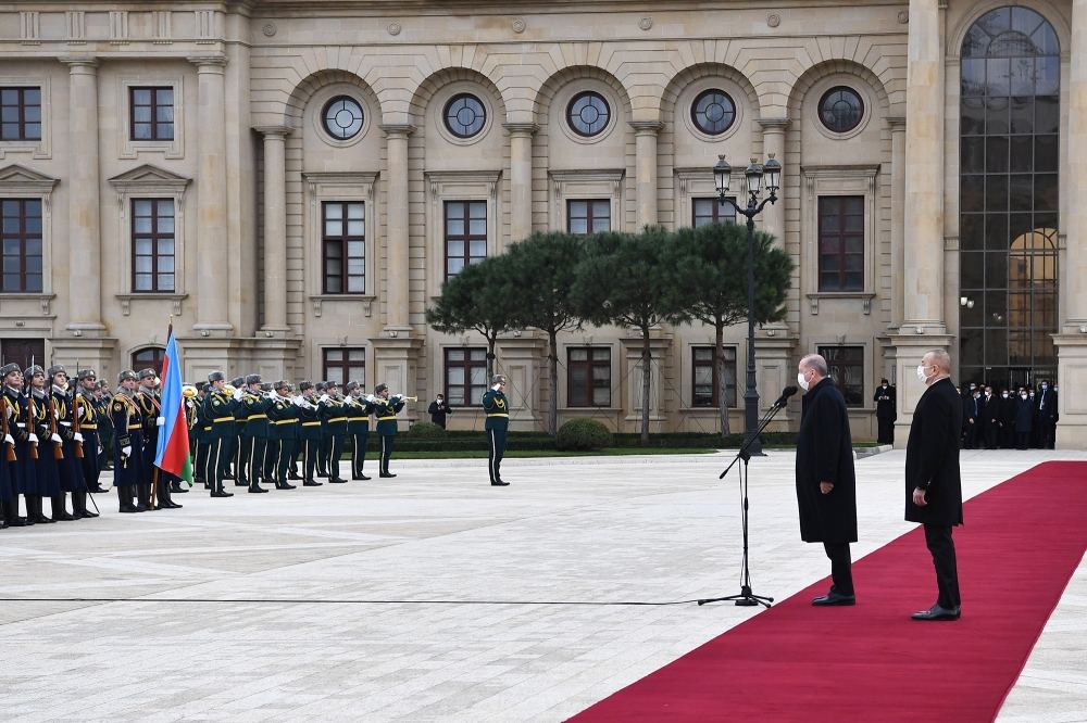 Türkiyə Prezidenti Rəcəb Tayyib Ərdoğanın rəsmi qarşılanma mərasimi olub (FOTO/VİDEO)