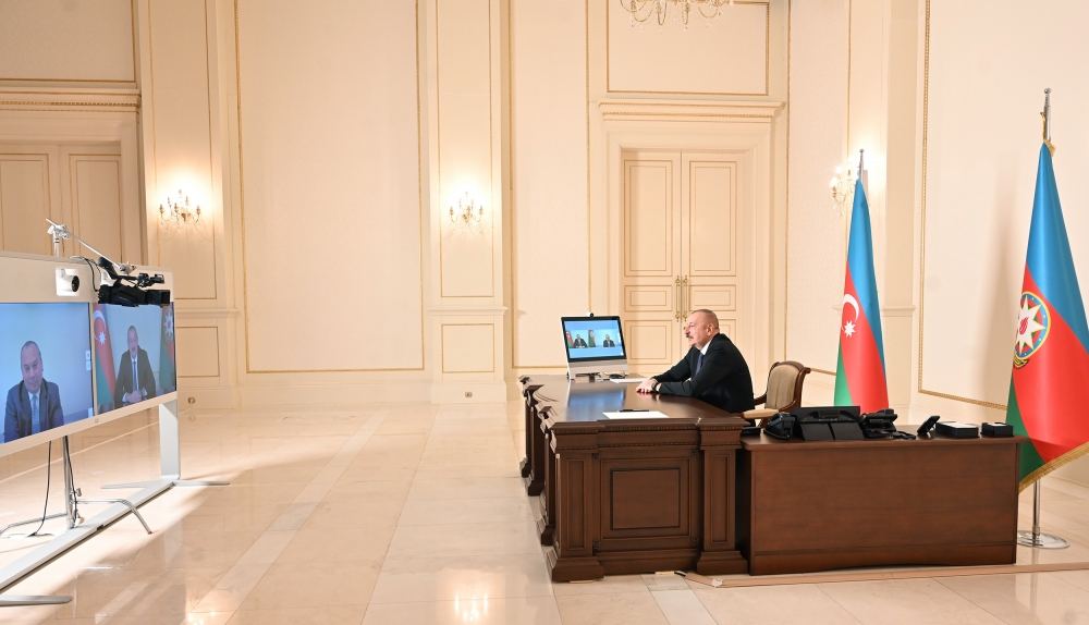 Prezident İlham Əliyev ABŞ Etnik Anlaşma Fondunun prezidenti və təsisçisi Mark Şnayeri videoformatda qəbul edib (FOTO/VİDEO)