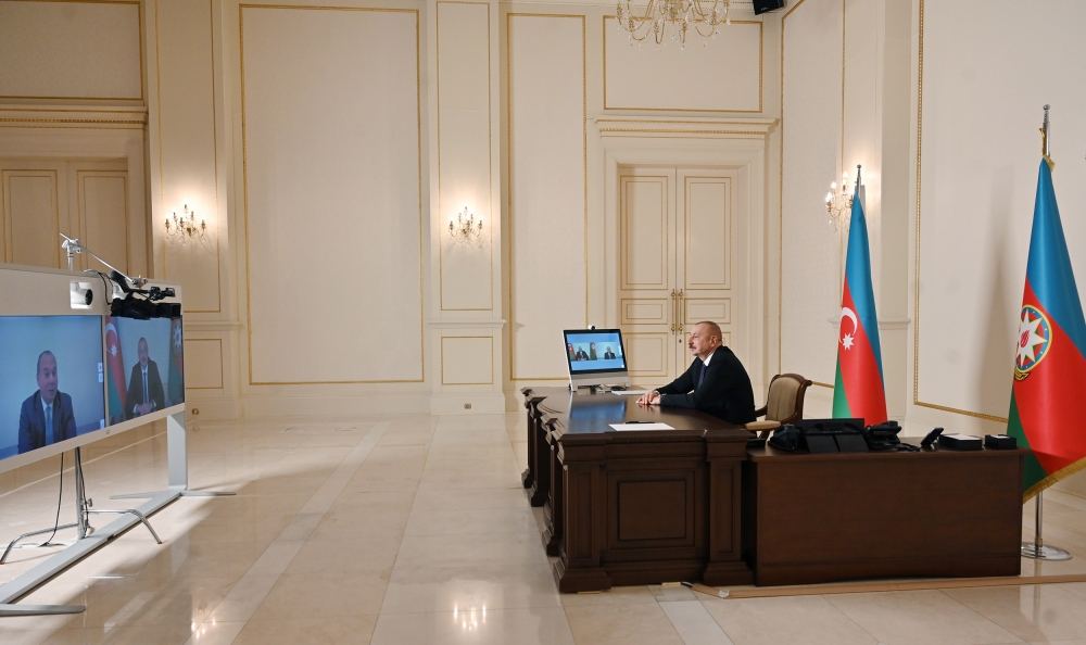 Prezident İlham Əliyev ABŞ Etnik Anlaşma Fondunun prezidenti və təsisçisi Mark Şnayeri videoformatda qəbul edib (FOTO/VİDEO)