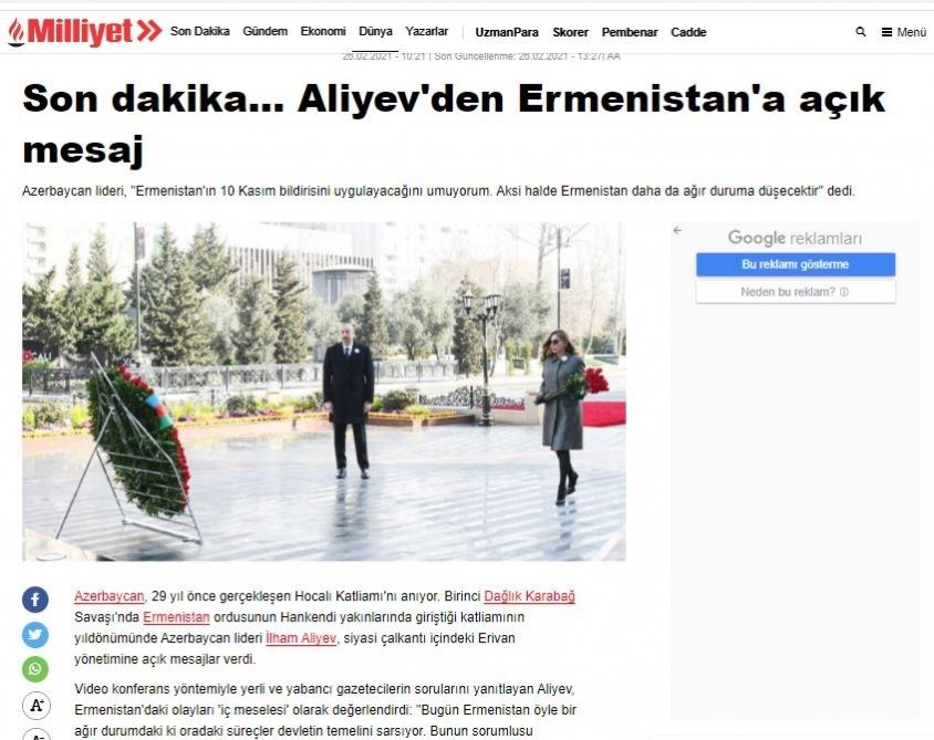 Azərbaycan Prezidenti İlham Əliyevin mətbuat konfransı xarici ölkələrin mediasında geniş işıqlandırılıb (FOTO)