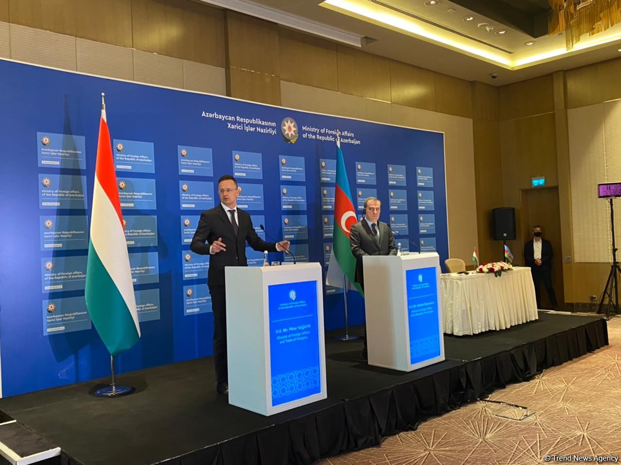 Azərbaycan və Macarıstan XİN başçılarının mətbuat konfransı keçirilib (FOTO/VİDEO)
