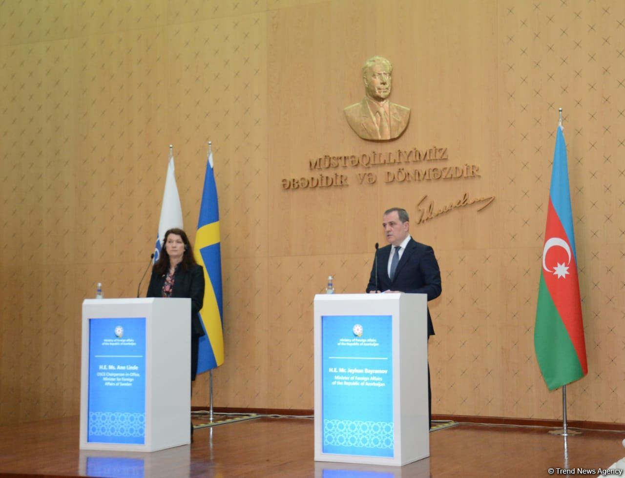 Ceyhun Bayramovla ATƏT sədrinin birgə mətbuat konfransı (FOTO/VİDEO)