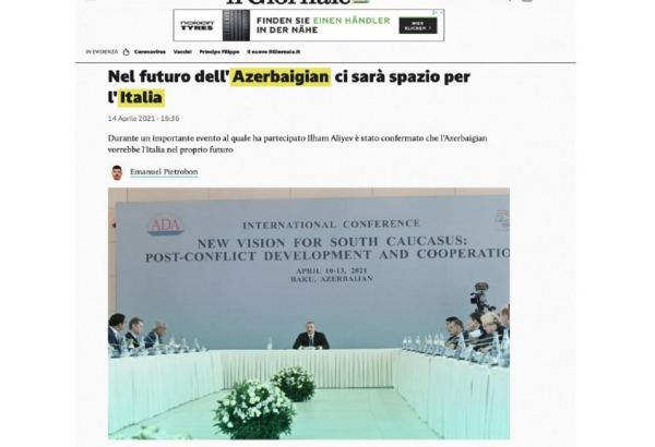 İtaliya mətbuatı: “Prezident İlham Əliyev: İtaliya yaxın dost və tərəfdaşdır”