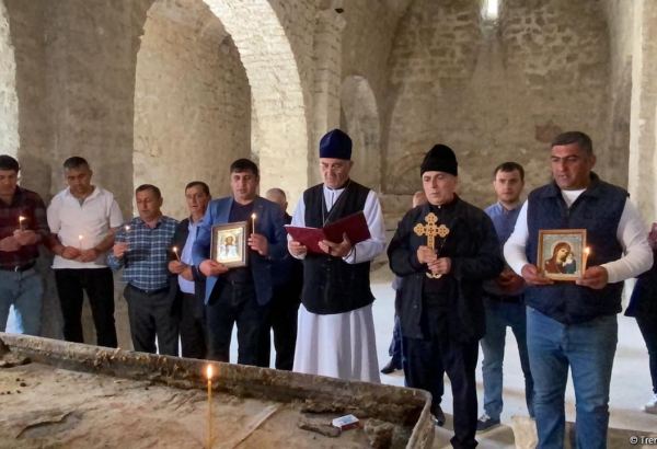 Alban-Udi xristian dini icmasının üzvləri Tuğdakı qədim alban məbədində  – Trend TV-nin REPORTAJI
