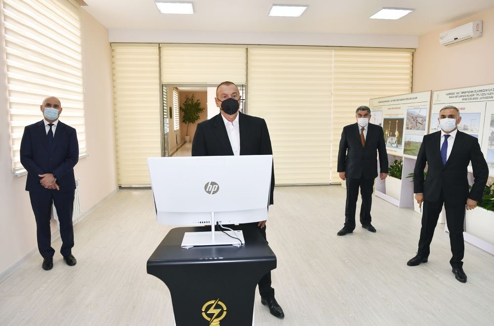 Prezident İlham Əliyev Hacıqabulda "Qarasu" yarımstansiyasının istismara verilməsi tədbirində iştirak edib (FOTO)(YENİLƏNİB)
