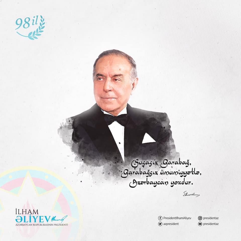 Prezident İlham Əliyevin rəsmi “Facebook” səhifəsində Ulu Öndərin anadan olmasının 98-ci ildönümü ilə bağlı paylaşım edilib (FOTO)