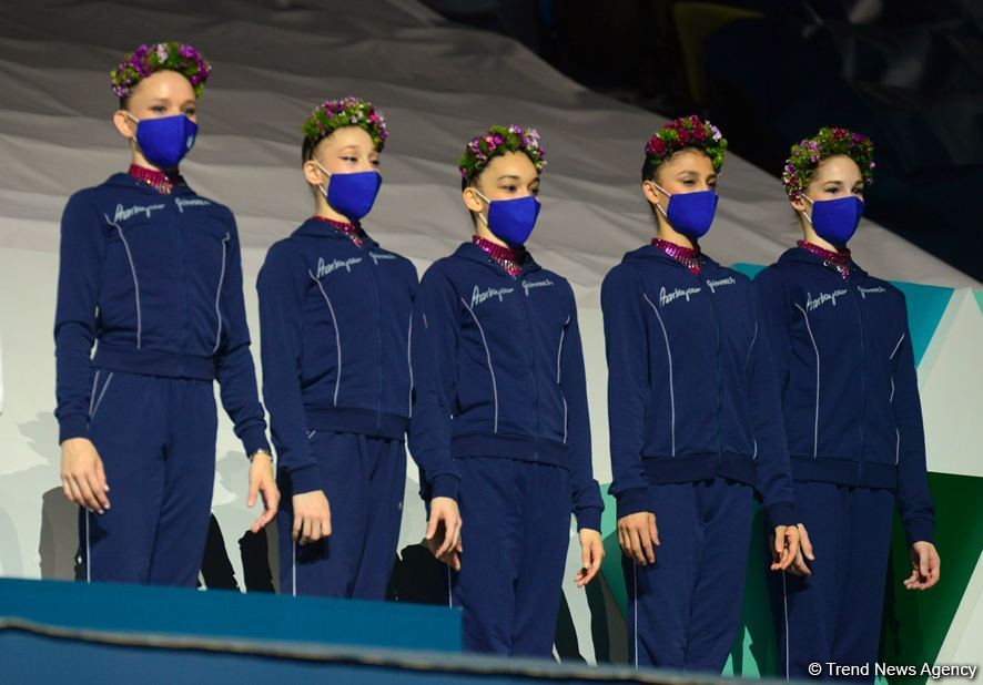 Milli Gimnastika Arenasında bədii gimnastika üzrə Dünya Kubokunun qalibləri mükafatlandırılıb (FOTO)