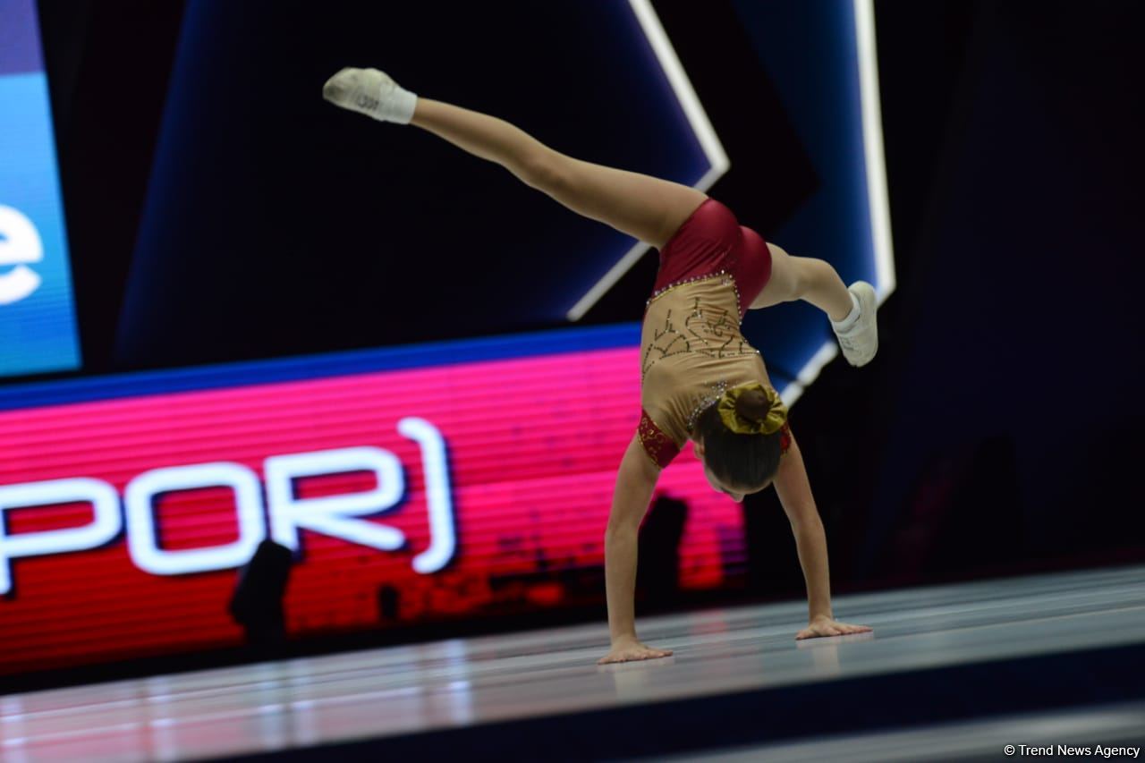 Bakıda aerobika gimnastikası üzrə Dünya Yaş Qrupları Yarışlarının ikinci günü başlayıb (FOTO)