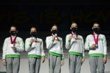 Aerobika gimnastikası üzrə Dünya Yaş Qrupları Yarışlarında qrup hərəkətlərdə və aerodans proqramında qaliblər mükafatlandırılıb (FOTO)