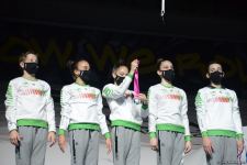 Aerobika gimnastikası üzrə Dünya Yaş Qrupları Yarışlarında qrup hərəkətlərdə və aerodans proqramında qaliblər mükafatlandırılıb (FOTO)