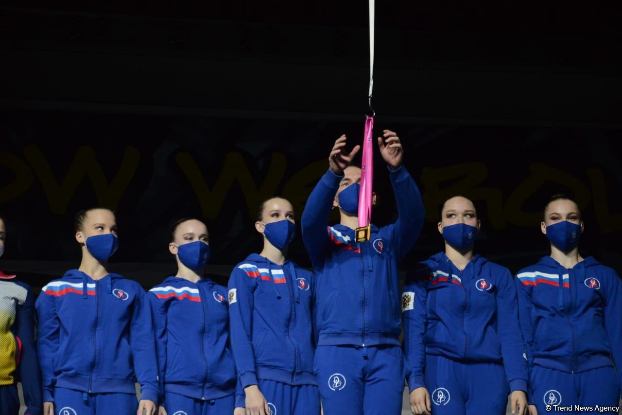 Aerobika gimnastikası üzrə Dünya Yaş Qrupları Yarışlarında qrup hərəkətlərdə və aerodans proqramında qaliblər mükafatlandırılıb (FOTO)