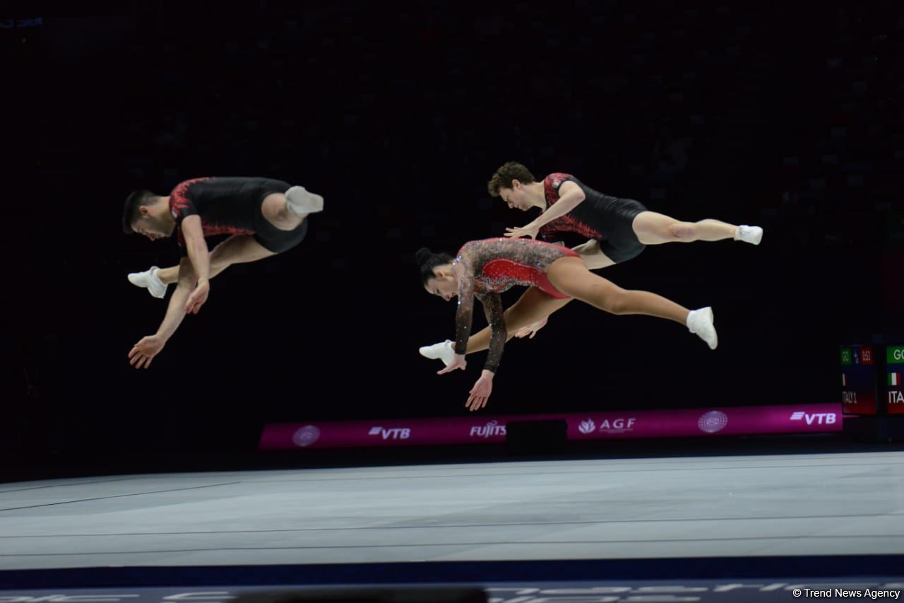 Bakıda aerobika gimnastikası üzrə 16-cı dünya çempionatının birinci günü başlayıb (FOTO)