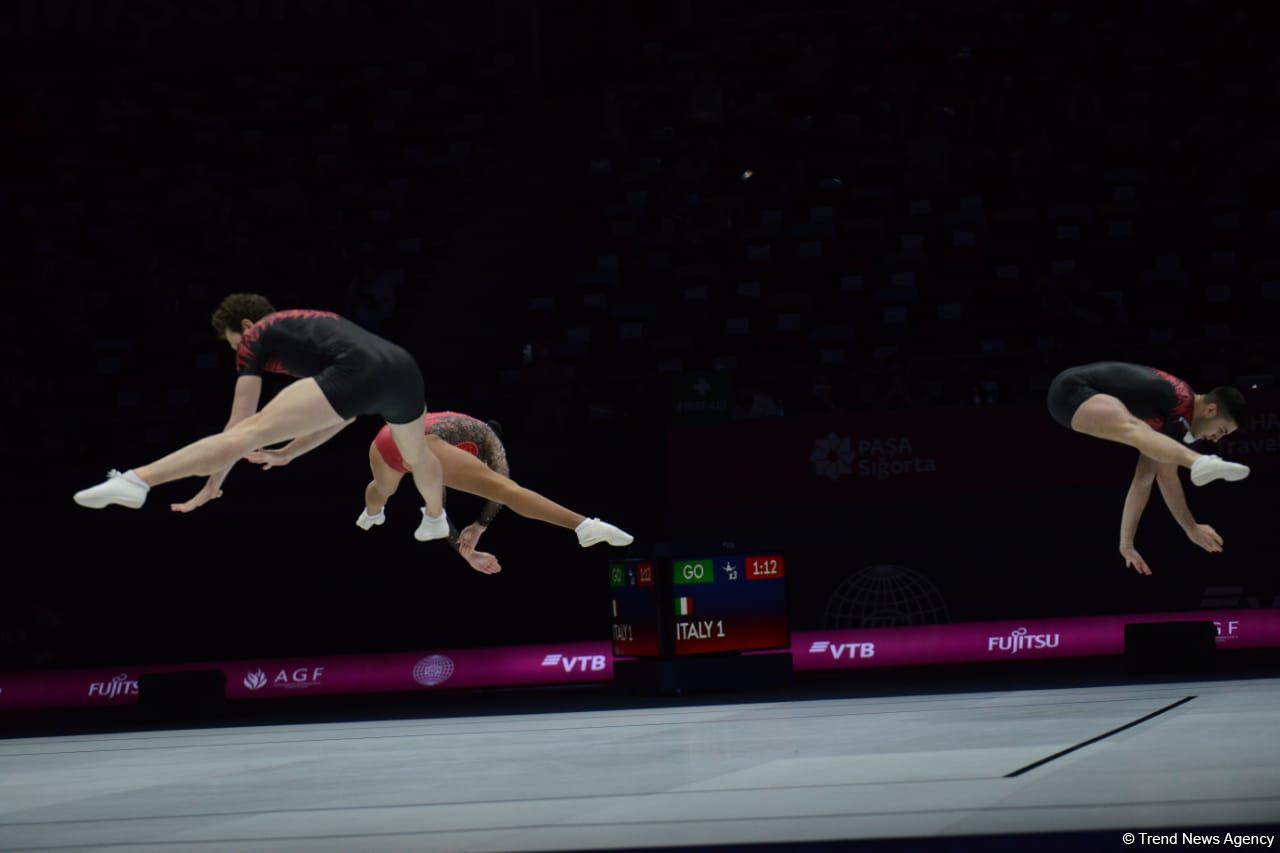 Bakıda aerobika gimnastikası üzrə 16-cı dünya çempionatının birinci günü başlayıb (FOTO)