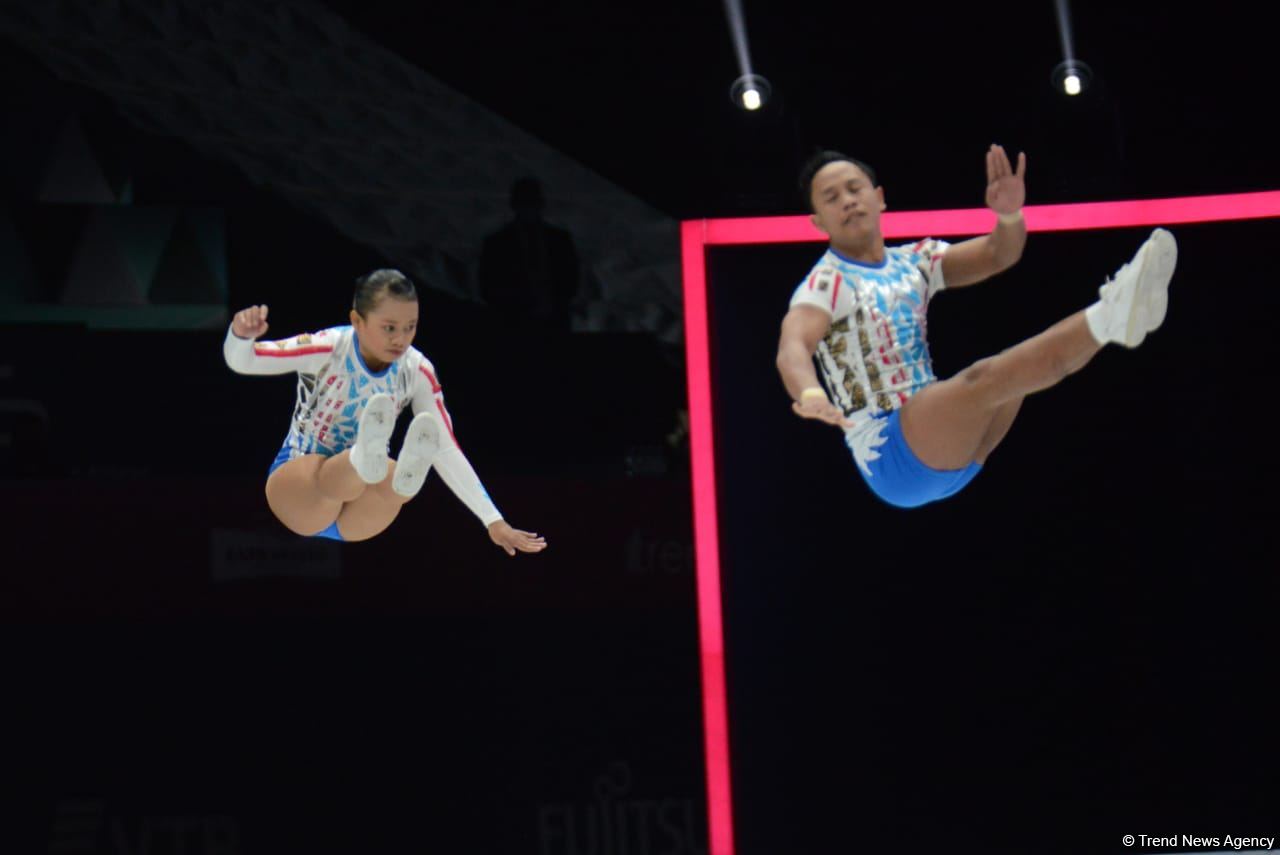 Bakıda aerobika gimnastikası üzrə 16-cı dünya çempionatının ikinci günü başlayıb (FOTO)