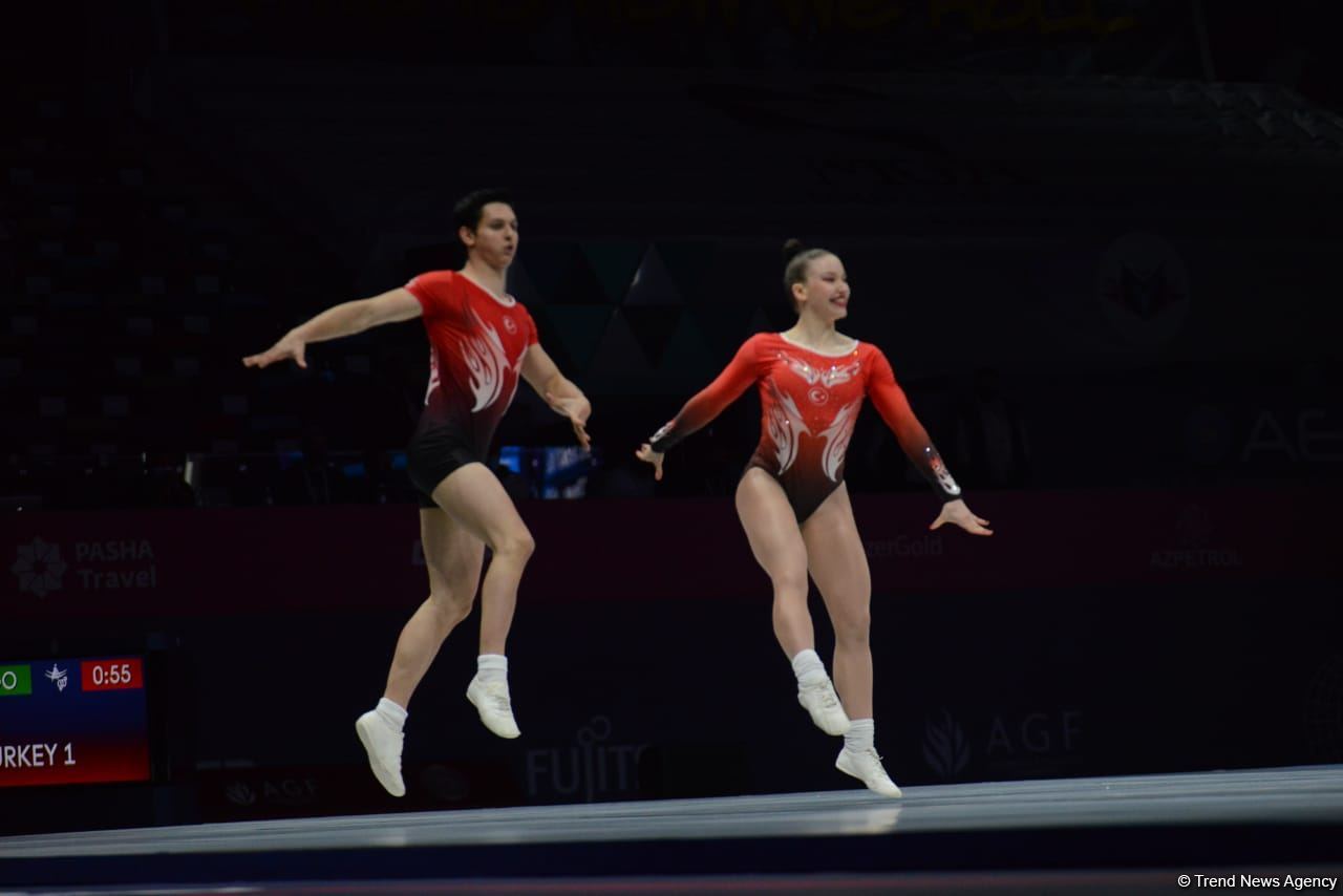 Bakıda aerobika gimnastikası üzrə 16-cı dünya çempionatının ikinci günü başlayıb (FOTO)