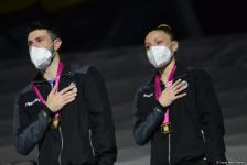 Aerobika gimnastikası üzrə dünya çempionatında qarışıq cütlüklər və kişilər arasında qaliblər mükafatlandırılıb (FOTO)