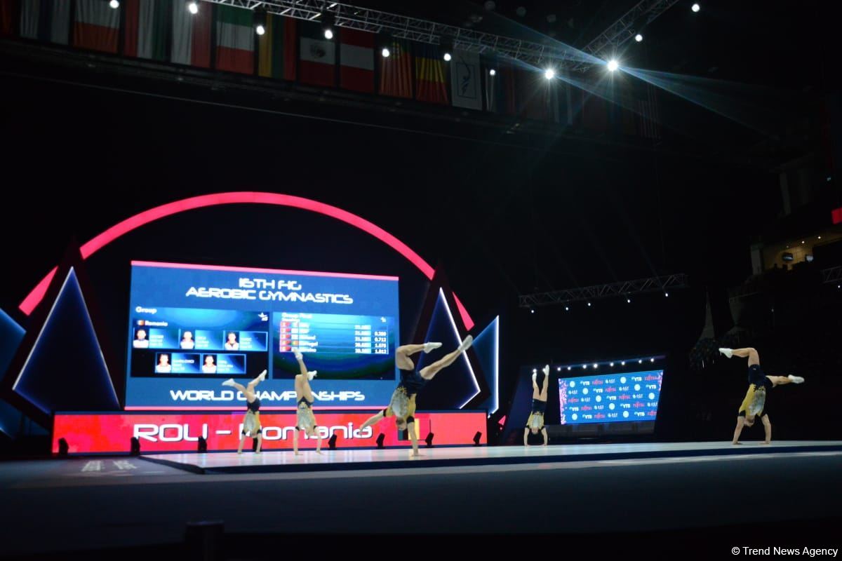 Aerobika gimnastikası üzrə dünya çempionatında qrup hərəkətlərində Rumıniya qızıl medal qazanıb (FOTO)
