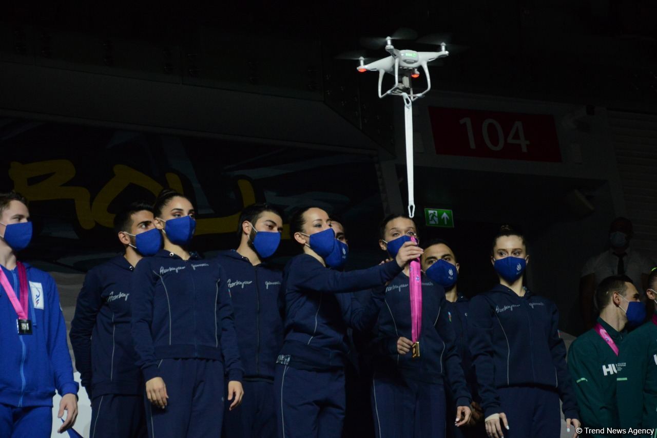 Aerobika gimnastikası üzrə dünya çempionatında qrup hərəkətlərində və aerodans proqramında qaliblər mükafatlandırılıb (FOTO)