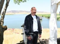 Prezident İlham Əliyev Füzuli rayonundakı Aşağı Köndələnçay su anbarında olub (YENİLƏNİB) (FOTO/VİDEO)