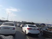 Bakı-Sumqayıt yolunda uzun tıxac yaranıb (FOTO)