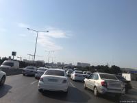 Bakı-Sumqayıt yolunda uzun tıxac yaranıb (FOTO)