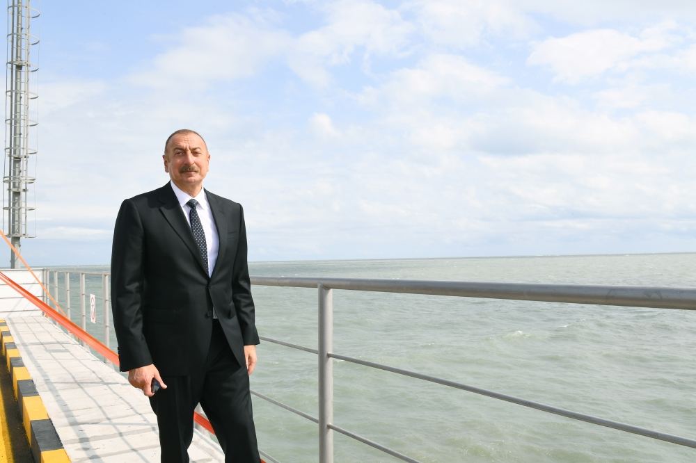 Prezident İlham Əliyev Sumqayıt Elektrik Stansiyasının yeni estakada nasos stansiyasının açılışında iştirak edib (FOTO) (YENİLƏNİB)