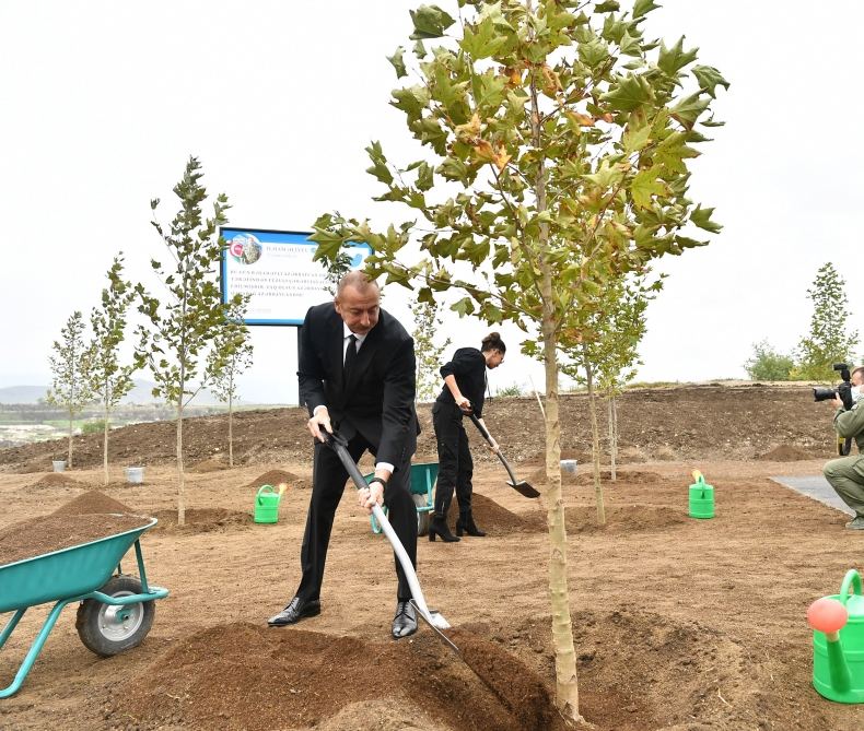 Prezident İlham Əliyev və birinci xanım Mehriban Əliyeva Füzulidə yaradılacaq Mərkəzi Şəhər Parkında ağac əkiblər (YENİLƏNİB) (FOTO)