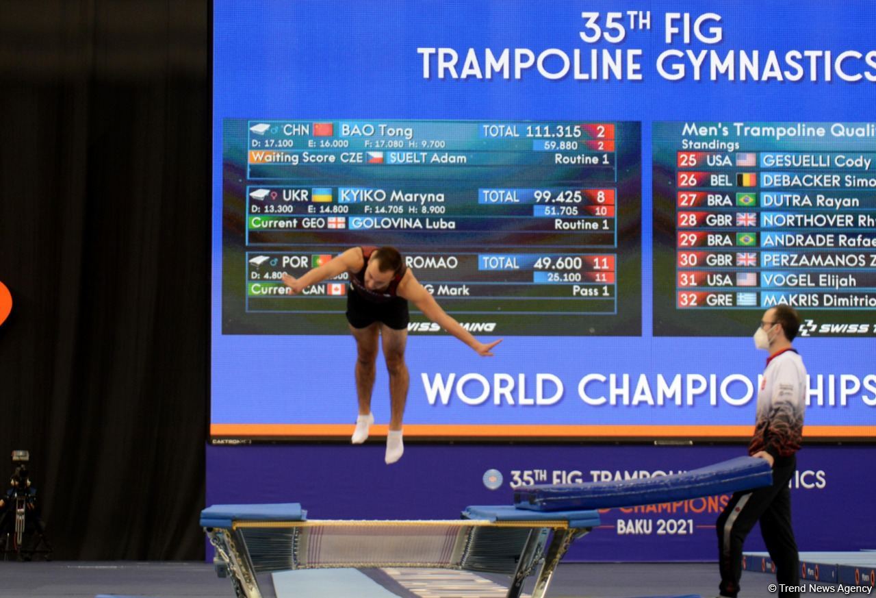 Batut Gimnastikası və Tamblinq üzrə 35-ci Dünya Çempionatının birinci günündən ən maraqlı görüntülər (FOTO)