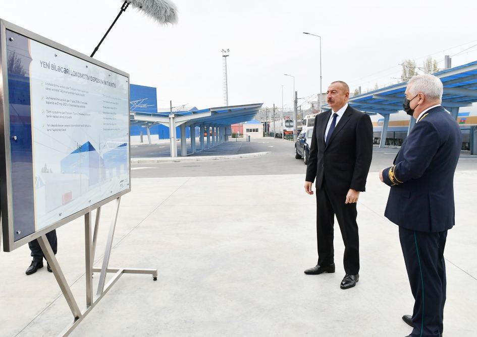 Prezident İlham Əliyev yeni Biləcəri lokomotiv deposunun açılışında iştirak edib (FOTO/VİDEO)