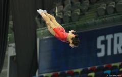 Milli Gimnastika Arenasında Batut Gimnastikası üzrə Dünya Yaş Qrupları Yarışları davam edir (FOTO)