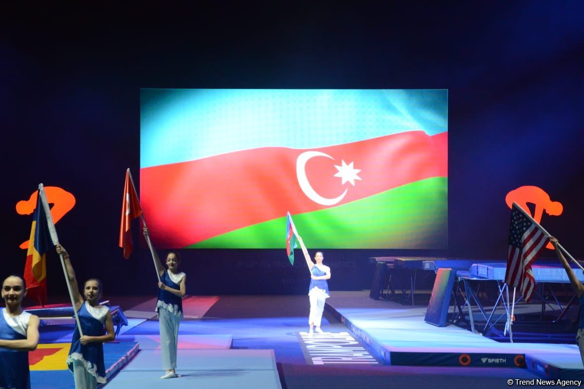 Bakıda Batut Gimnastikası üzrə 28-ci Dünya Yaş Qrupları Yarışlarının açılış mərasimi keçirilib (FOTO)