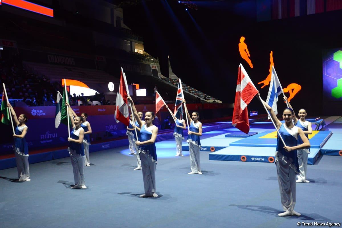 Bakıda Batut Gimnastikası üzrə 28-ci Dünya Yaş Qrupları Yarışlarının açılış mərasimi keçirilib (FOTO)