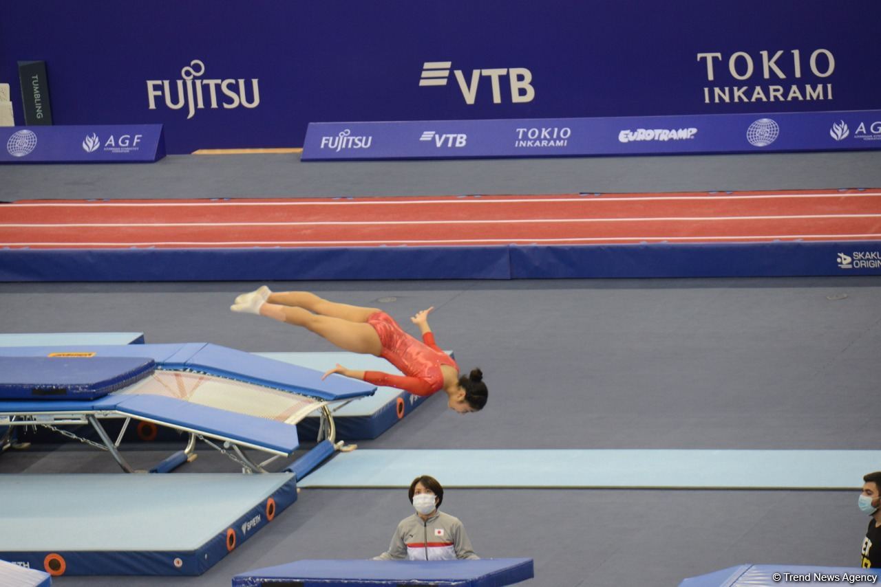 Batut Gimnastikası üzrə 28-ci Dünya Yaş Qrupları Yarışlarının birinci günündə final mərhələsi başlayıb (FOTO)