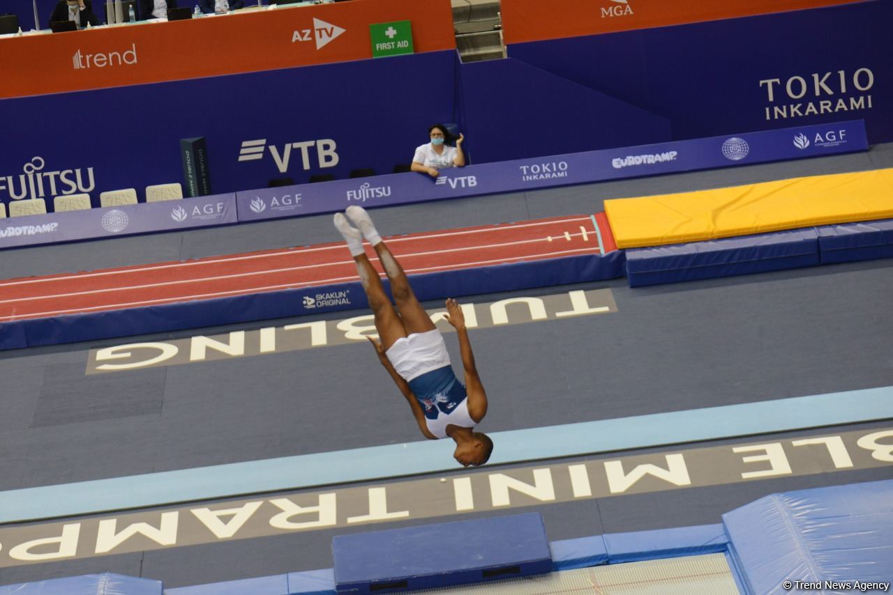 Batut Gimnastikası üzrə 28-ci Dünya Yaş Qrupları Yarışlarının birinci günündə final mərhələsi başlayıb (FOTO)