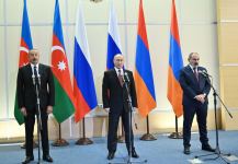 Rusiya Prezidenti, Azərbaycan Prezidenti və Ermənistanın baş naziri mətbuata bəyanatla çıxış ediblər (FOTO/VİDEO) (YENİLƏNİB)