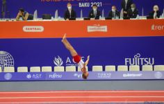 Bakıda Batut Gimnastikası üzrə 28-ci Dünya Yaş Qrupları Yarışlarının ikinci günü start götürüb (FOTO)