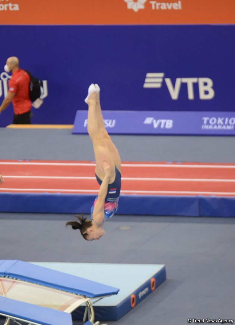 Bakıda Batut Gimnastikası üzrə 28-ci Dünya Yaş Qrupları Yarışlarının ikinci günü start götürüb (FOTO)