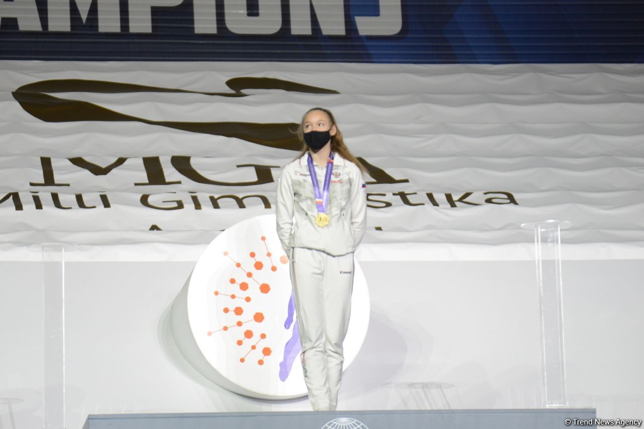 Bakıda batut gimnastikası və tamblinq üzrə Dünya Yaş Qrupu yarışlarının ikinci gününün qalibləri mükafatlandırılıb (FOTO)