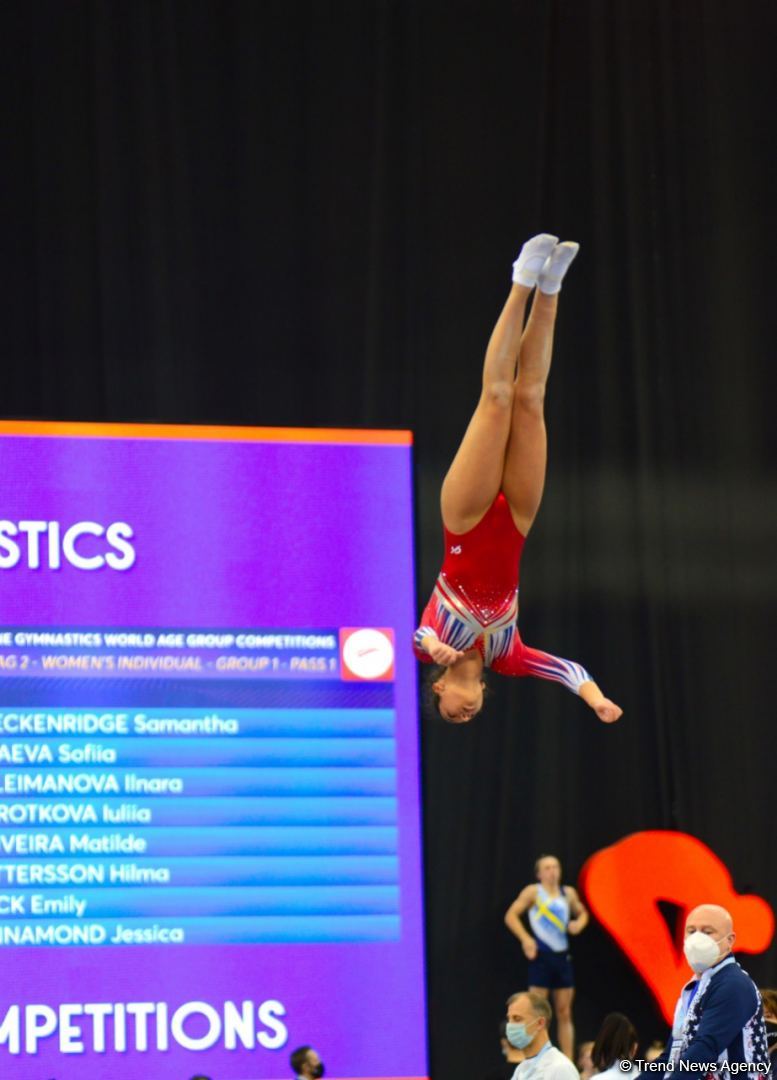 Milli Gimnastika Arenasında Batut Gimnastikası üzrə Dünya Yaş Qrupları Yarışları davam edir (FOTO)